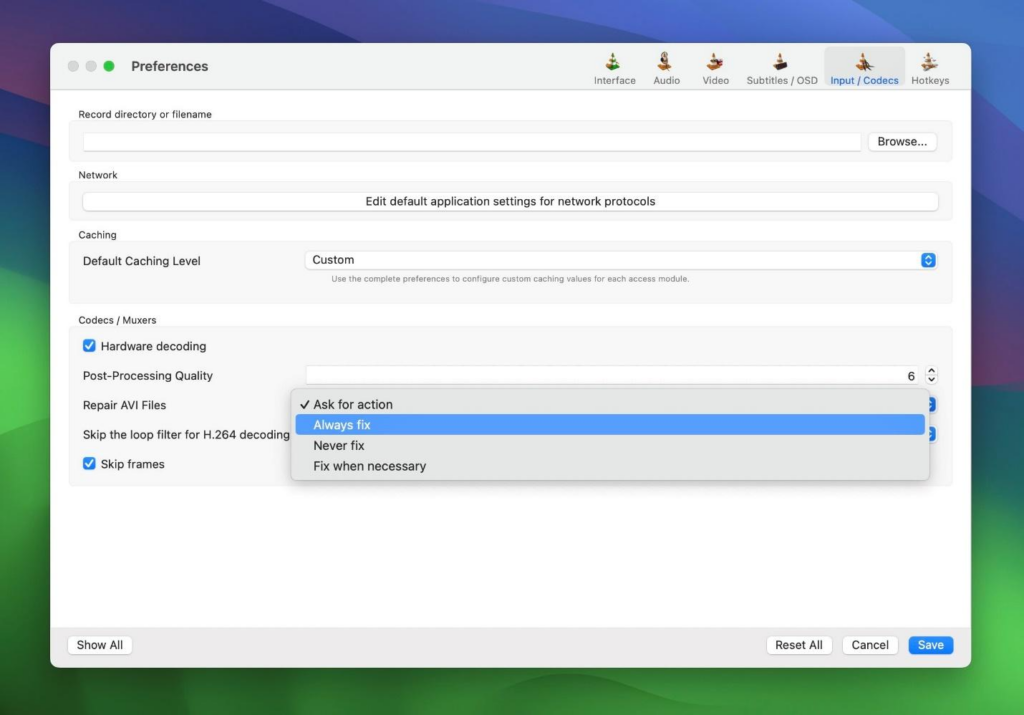 Set the option to “Always Fix”